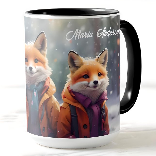 Taza Navidades personalizados tapan zorros en un bosque (Subido por el creador)