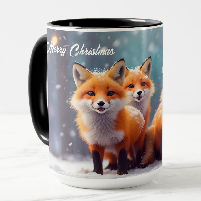 Taza Navidades personalizados tapan zorros en un bosque (Subido por el creador)