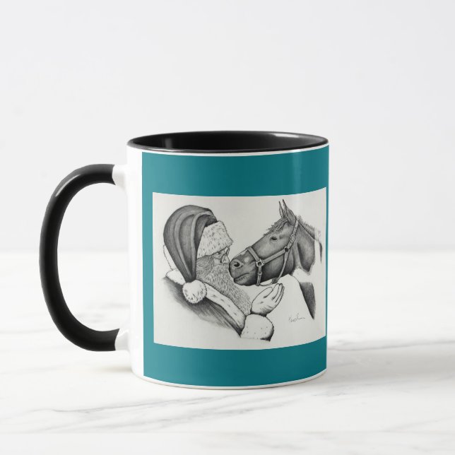 Taza Navidades Pinto Paint Horse y Santa (Izquierda)