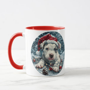 Taza Navidades Pit Bull Santa Puppy