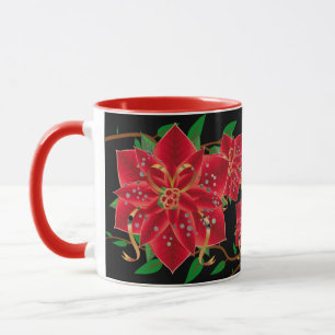 Taza Navidades Poinsettias Mug-Red