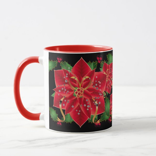 Taza Navidades Poinsettias Mug-Red y Holly (Izquierda)