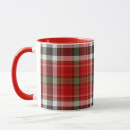 Taza Navidades por la mañana rojo blanco tartán