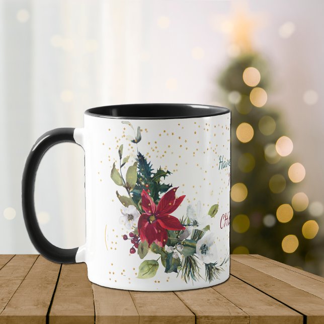 Taza Navidades Purpurinas de Red Poinsettia Bouquet Gol (Subido por el creador)