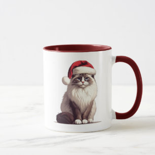 Taza Navidades Ragdoll cat, Xmas Santa Ragdoll gatito