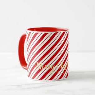 Taza Navidades Red Candy Cane Stripes Cute Xmas