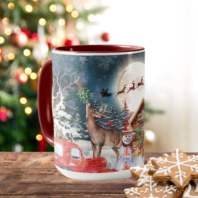 Taza Navidades Red Truck Santa Rustic Windays (Subido por el creador)