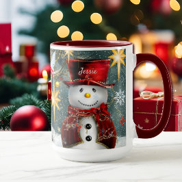 Taza Navidades Regalo Café Mug Cute Snowman Añadir nomb