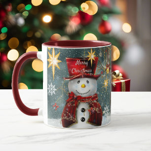 Taza Navidades Regalo Café Mug Cute Snowman Añadir nomb