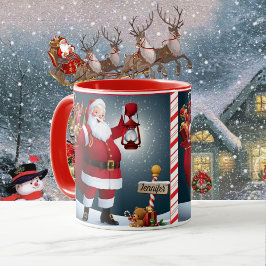 Taza Navidades Regalo Cute Santa Mug Añadir nombre Fech