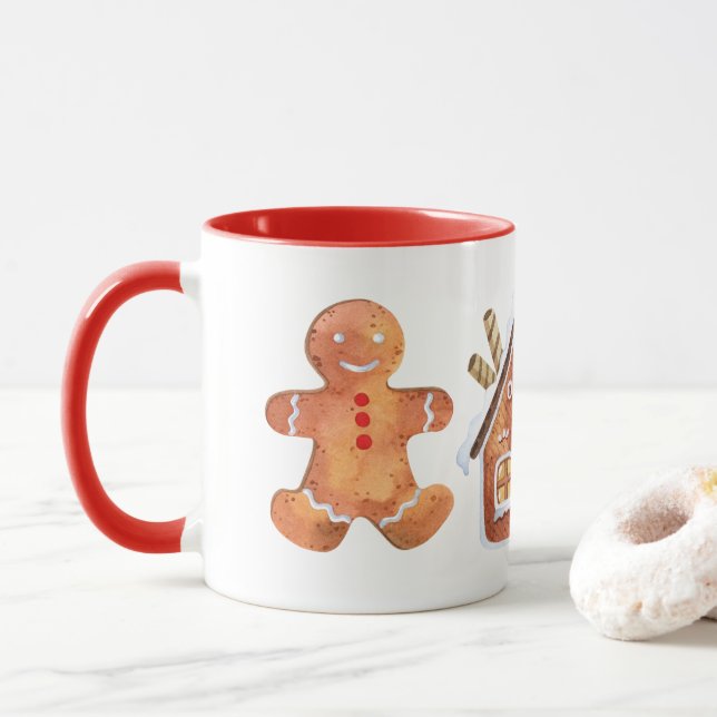 Taza Navidades regalo de pan de jengibre tazón de café  (Con donut)