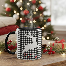 Taza Navidades Reindeer Nombre personalizado de color n