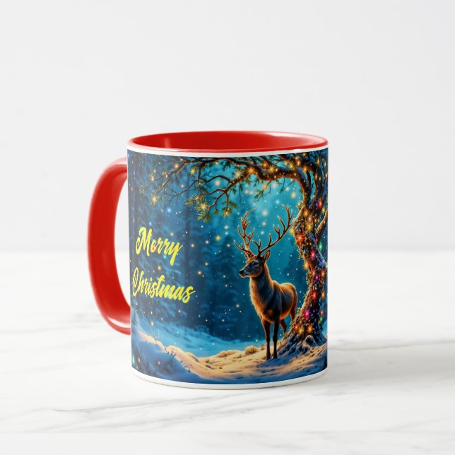 Taza Navidades reno arte de fantasía del Polo Norte (Anverso izquierdo)