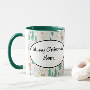 Taza Navidades renos en el bosque evergreen de invierno