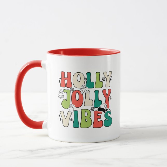 Taza Navidades retro citan café "Holly Jolly Vibes" (Izquierda)
