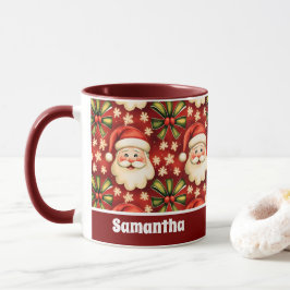 Taza Navidades retro de la época Santa Claus y arcos