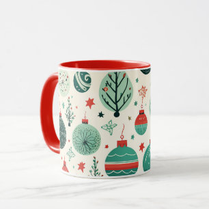 Taza Navidades retro del patrón de ornamentos de árbol