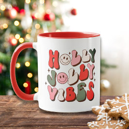 Taza Navidades Retro Holly Jolly Vibes Festividades de 