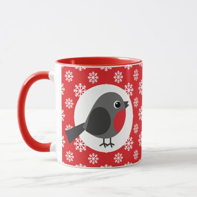 Taza Navidades / Robin de invierno Snowflakes Red (Izquierda)