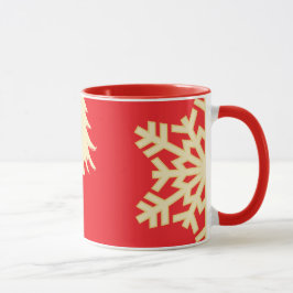 Taza Navidades rojos con copos de nieve con crema