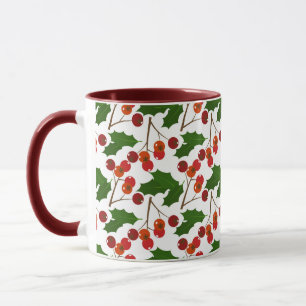 Taza Navidades rojos Holly Berries Vacaciones