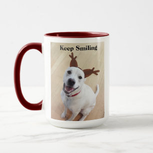Taza Navidades rojos Motivadores del perro blanco sonri