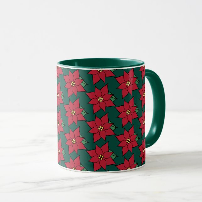 Taza Navidades rojos Poinsettias Café Mug Gift (Anverso derecho)