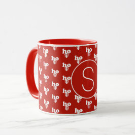 Taza Navidades rojos Santa Greeting Ho Ho Ho Ho Monogra