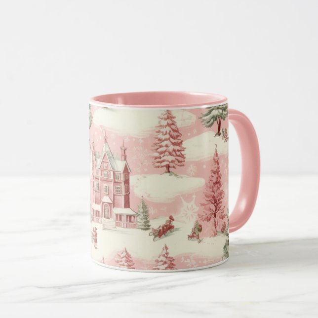 Taza Navidades rosados de época (Anverso derecho)