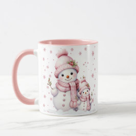 Taza Navidades rosados de Snowman con tazón de café de 