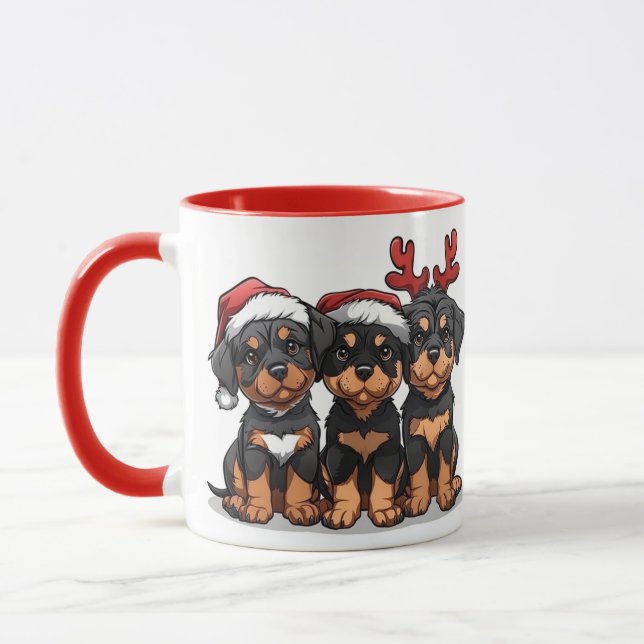 Taza Navidades Rottweiler Dog Santa (Izquierda)
