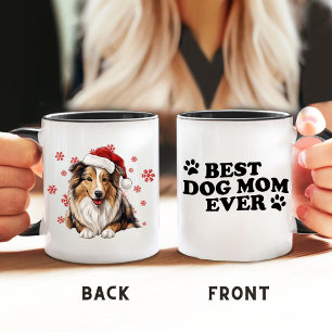 Taza Navidades Rough Collie Dog Personalizado