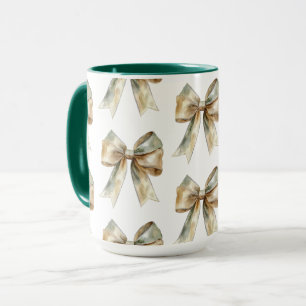 Taza Navidades Rústicos Arcos de Oro Verde Blanco
