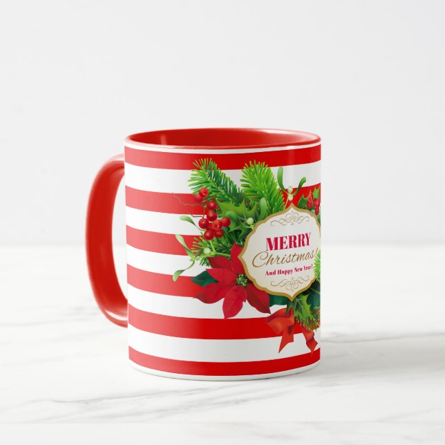 Taza Navidades saludando a Red Striped Mug (Anverso izquierdo)