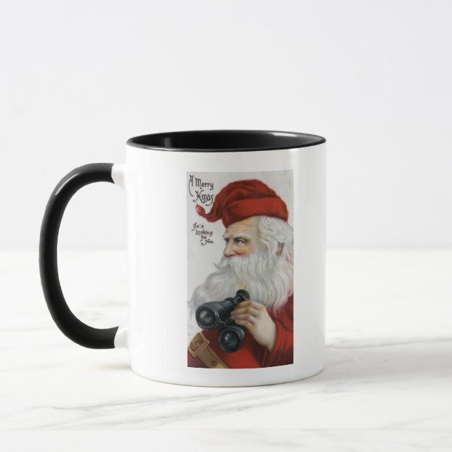 Taza Navidades Saludando a Santa con Binoculares (Izquierda)