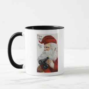 Taza Navidades Saludando a Santa con Binoculares