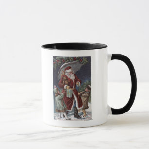 Taza Navidades saludando a Santa con paraguas