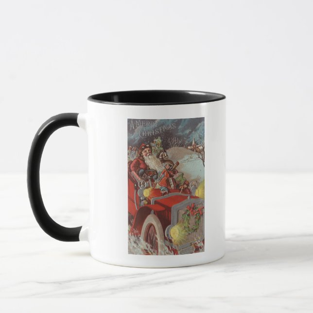 Taza Navidades saludando a Santa en auto (Izquierda)