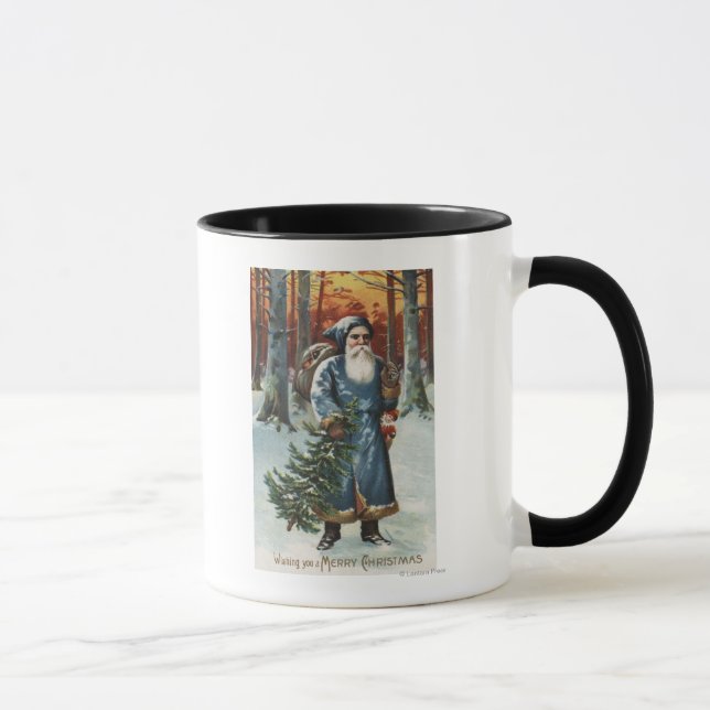 Taza Navidades saludando a Santa en azul (Derecha)