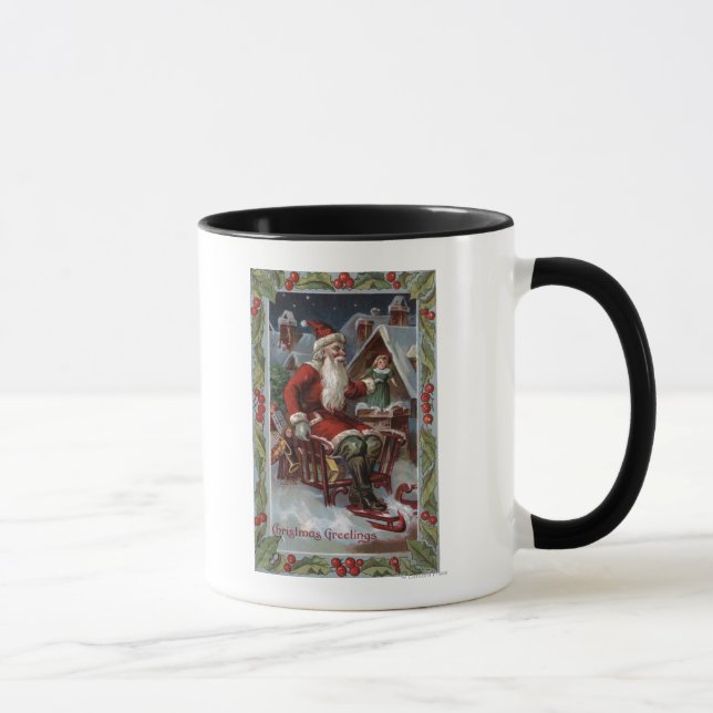 Taza Navidades saludando a Santa en Sleigh (Derecha)