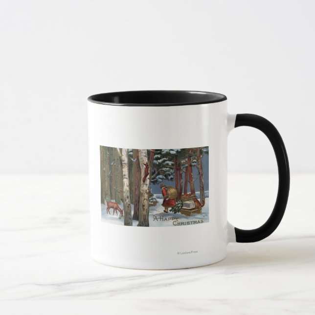 Taza Navidades saludando a Santa por los bosques (Derecha)