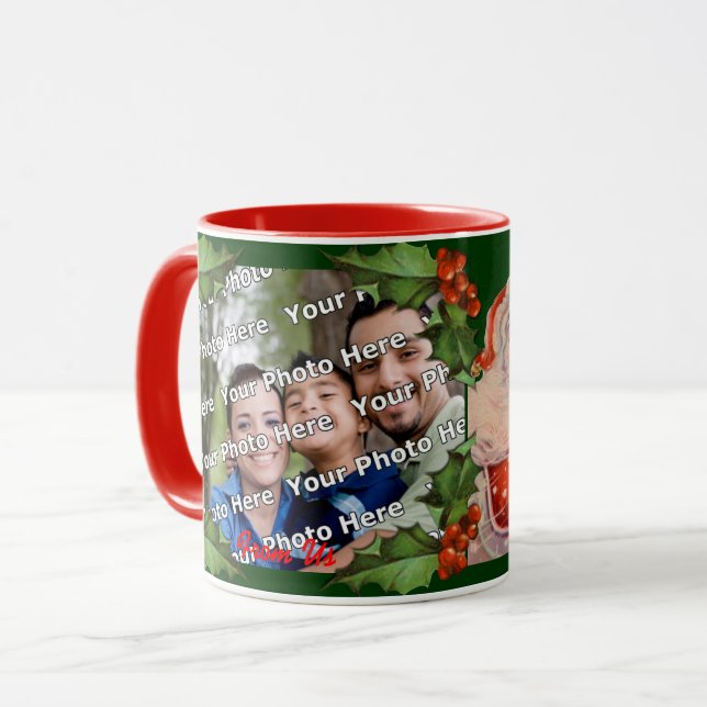 Taza Navidades Santas Sleigh Ride Foto Mug (Anverso izquierdo)