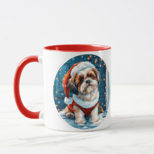 Taza Navidades Shih Tzu Santa Dog