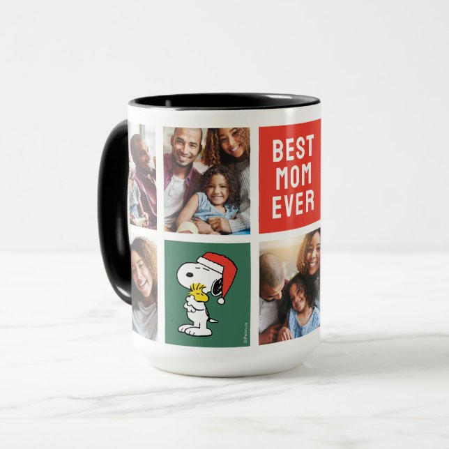 Taza Navidades Snoopy & Woodstock | Mejor Mamá - Collag (Anverso izquierdo)