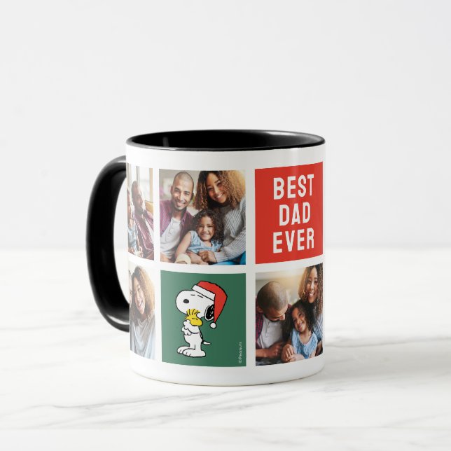 Taza Navidades Snoopy & Woodstock | Mejor papá - Collag (Anverso izquierdo)