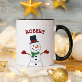 Taza Navidades Snowman Custom Name Mug