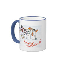 Navidades Snowmen Ringer Mug