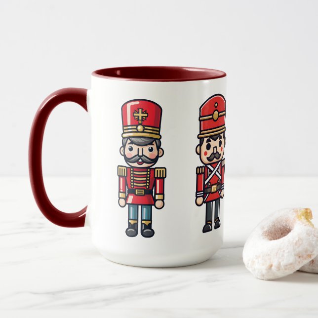 Taza Navidades Soldado de Nutcracker Navidad Felices Fi (Con donut)