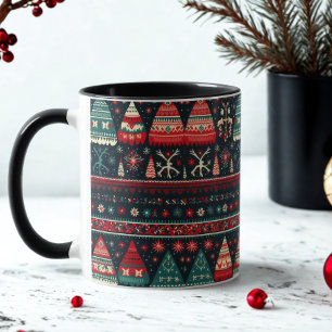 Taza Navidades suéteres feos manipulan el patrón nórdic