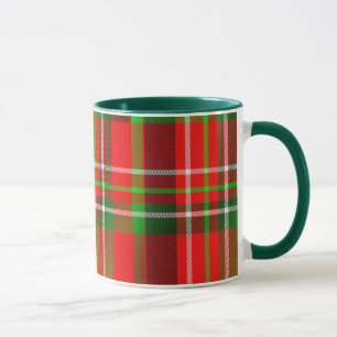 Taza Navidades Tartán patrón rojo/verde plano